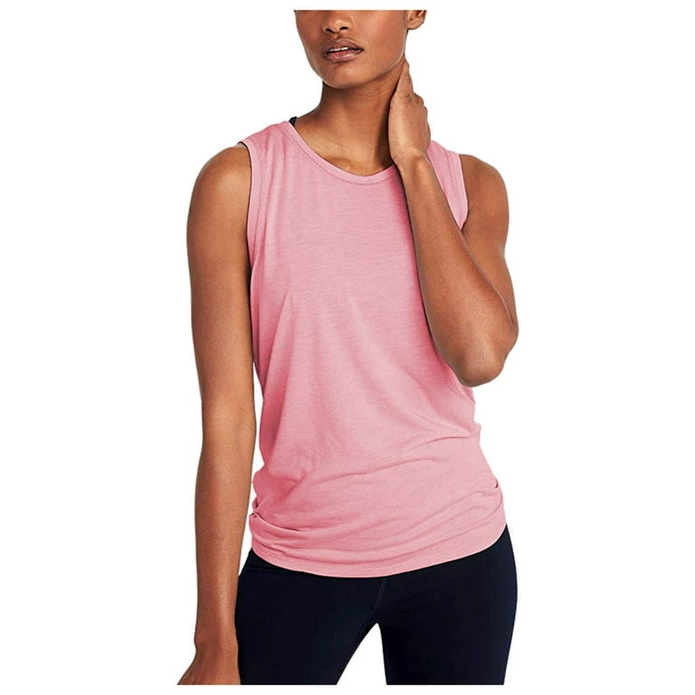 adviicd Tank Tops For Women Women's V Neck Lace Tank Tops Summer Casual  Sleeveless Shirts Tops Side Split Pink M