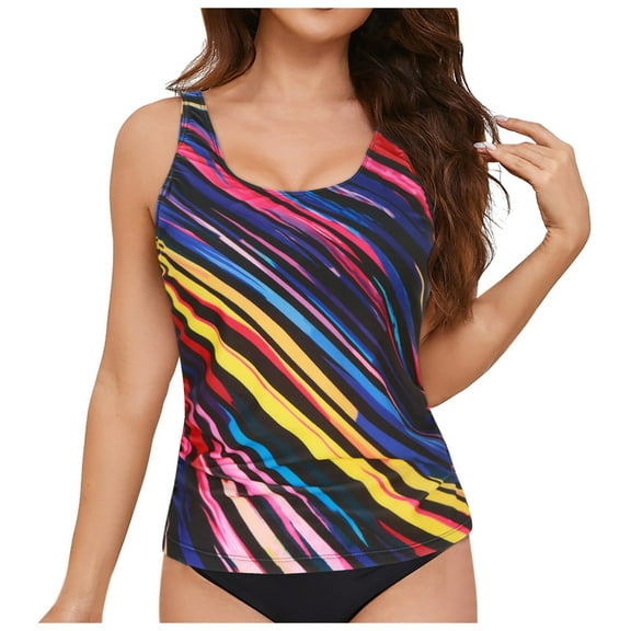 adviicd Swimsuit for Women Tankini Swimsuits for Women Tummy Control Swimwear Top Only Tummy Control Bathing Suit Top No Bottom (Hot Pink,XXL)