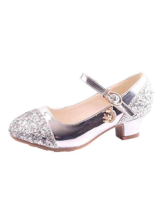 Tap Shoes for Girls Boys PU Leather Non-Slip Dance Shoes (Silver,5.5-6 Years)
