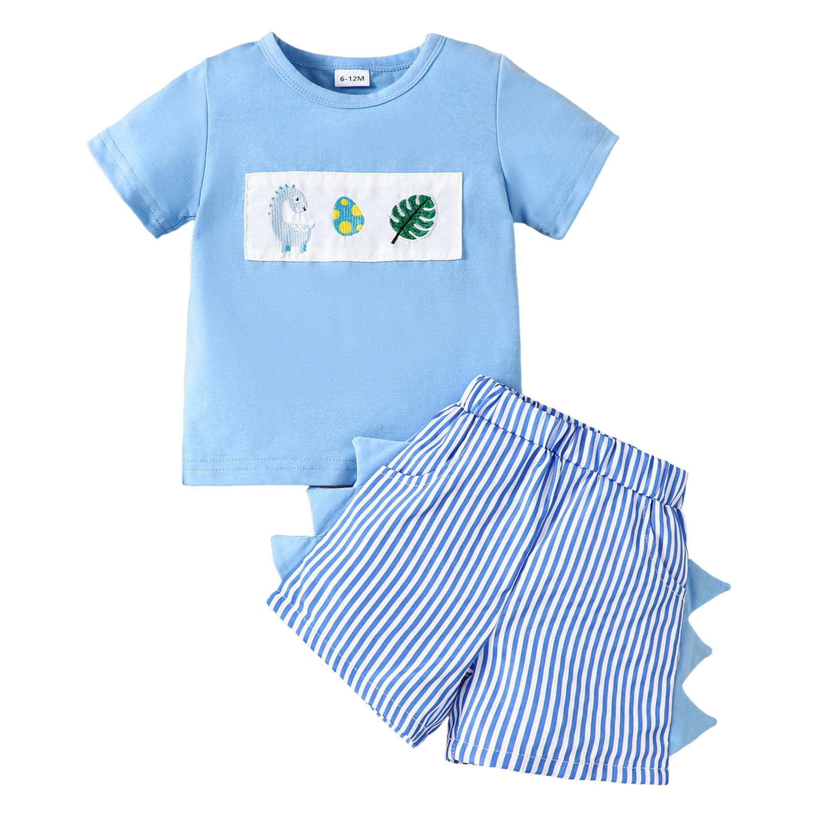 Tufted Titmouse Print Boys T-Shirt & Beige Shorts Summer Set