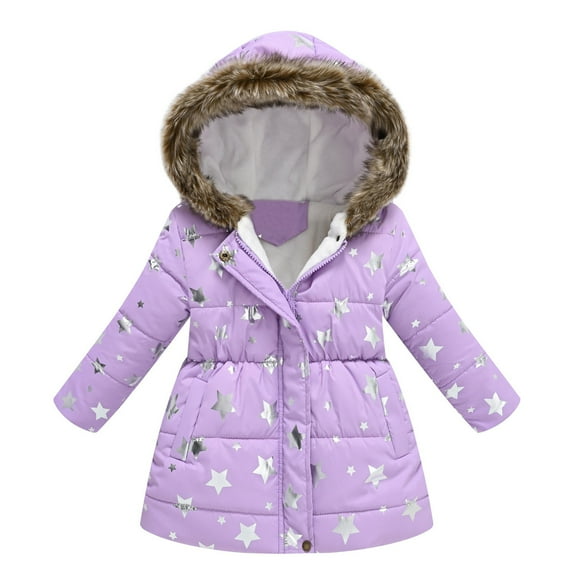adviicd Toddler Baby Kids Girls Winter Thick Warm Parkas Hooded Windproof Coat Outwear Jacket (Light Purple,8-9 Years)