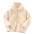 thumbnail image 1 of adviicd Toddler Boy Girl Coat Zipper Fleece Outwear Thick Warm Baby Kids Cute Hooded Coat Jacket (Beige,11-12 Years), 1 of 4