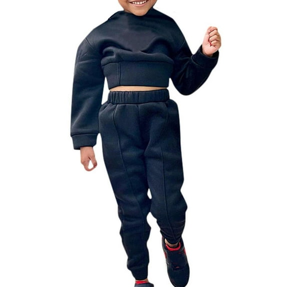 adviicd Toddler Girl Fall Outfits Toddler Girl Clothes, Toddler Outfit Crew Neck Long Sleeve Top + Pants Set (Black,7-8 Years)