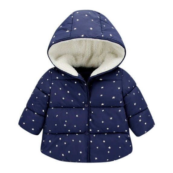 adviicd Toddler Girl's Casual Winter Cotton Military Jackets Button Down Shirts Zipper Jacket Navy,90