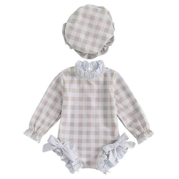 adviicd Toddler Swimsuit Girl Girls Long Sleeve Rash Guard One Piece Swimsuits with UV Protection Sunsuit (Khaki,0-3 Months)