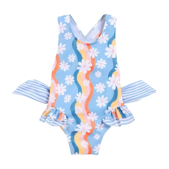 adviicd Toddler Swimsuit Girl Girls One Piece Swimsuits Sport Halter Swimwear Beach Bathing Suit (Blue,2-3 Years)