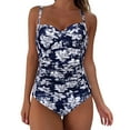 thumbnail image 1 of adviicd Tummy Control Swimsuits for Women Tummy Control V Neck Bathing Suits (Navy,XL), 1 of 9