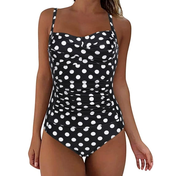 adviicd Tummy Control Swimsuits for Women Tummy Control V Neck Bathing Suits (White,L)