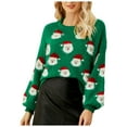 thumbnail image 1 of adviicd Ugly Christmas Sweaters for Women Soft Cute Crew Neck Funny Wintertime Holiday Parties Knitted Pullover (Green, L), 1 of 5