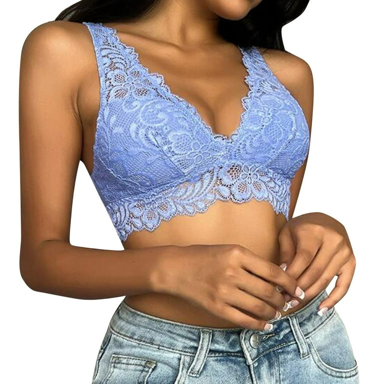 adviicd Under Outfit Bras for Women Women's 19 Hour Airform Comfort Lace  Wirefree Full Coverage Bra Blue Medium 