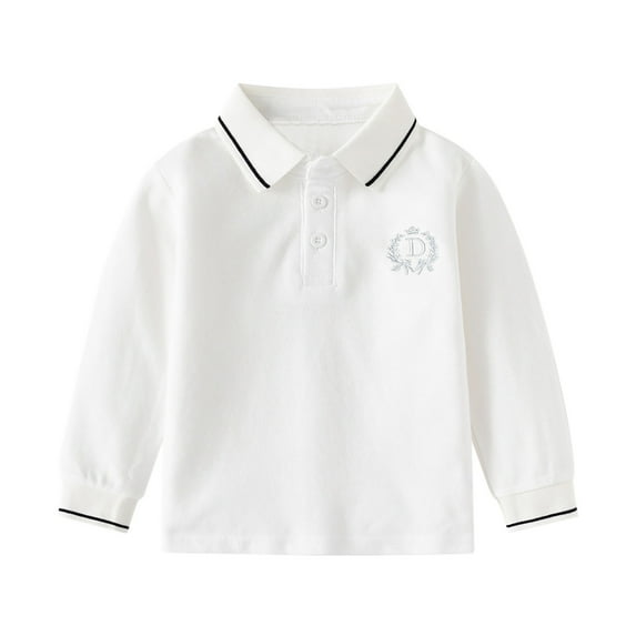 adviicd Uniform Shirts for Boys Long Sleeve Boys' Long Sleeve Oxford Button Down Shirt (White,5-6 Years)