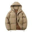 thumbnail image 1 of adviicd Unisex Couple's Thick Warm Hooded Puffer Coat, Loose Fit Thermal Insulated Winter Jacket Fuzzy Puffer Coat (Khaki, M), 1 of 9