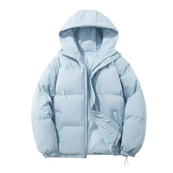 adviicd Unisex Couple's Thick Warm Hooded Puffer Coat, Loose Fit Thermal Insulated Winter Jacket Fuzzy Puffer Coat (Light Blue, 4XL)