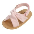 thumbnail image 1 of adviicd White Baby Shoes White Toddler Sandals Spring And Summer Children Toddler Shoes Girl Sandals Flat Bottom Soft Light Comfortable Hook Loop Shoes Hair Band Pink 4, 1 of 5