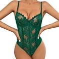 thumbnail image 1 of adviicd White Lingerie For Women Bridal Women One Piece Lingerie Lace Bodysuit Deep V Teddy Mini Green S, 1 of 5