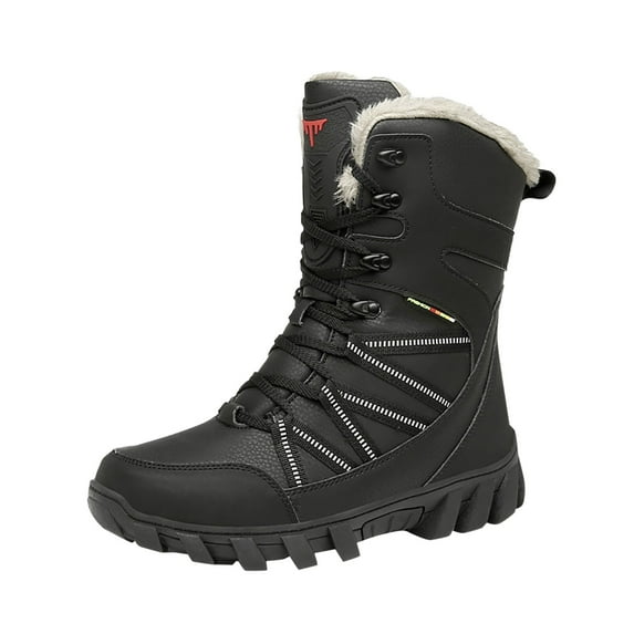 adviicd Winter Boots for Men Men's Fleece Lined Inch Boot (Black,9.5)