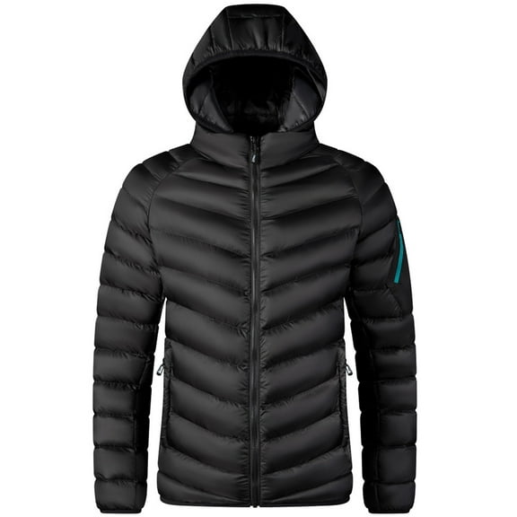 adviicd Winter Jackets for Men Waterproof Men's Hooded Puffer Water-Repellent Down Alternative Jacket Insulated Lightweight Windbreaker Quilted Coat (Black,XL)