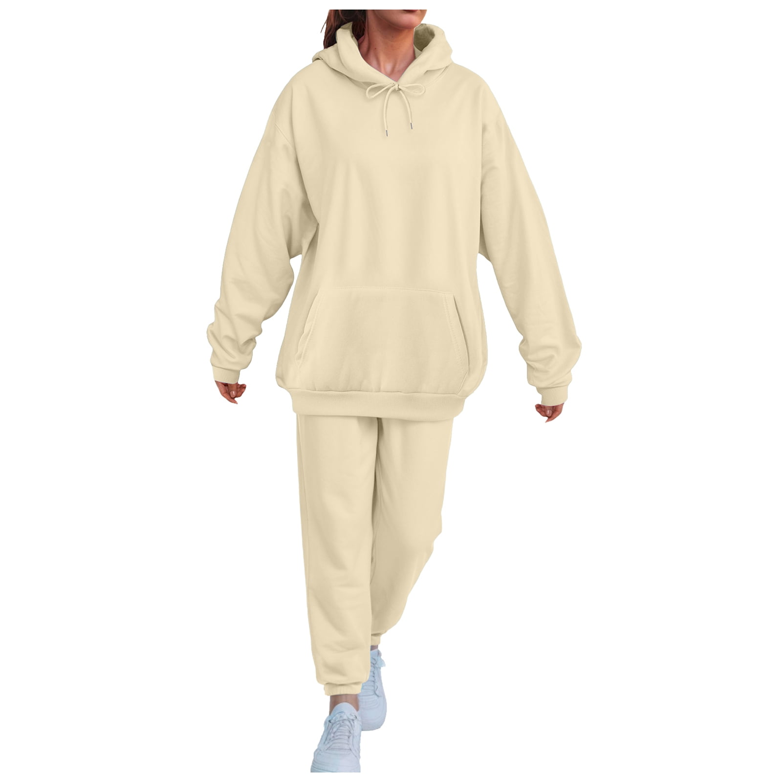 Oversized Polyester Zip Hoodie And Wide Leg Pants Set