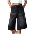 thumbnail image 1 of adviicd Women Baggy Jean Shorts Casual 2025 Summer Trendy Wide Leg Long Denim Capris Y2K Streetwear (Grey, 3XL), 1 of 4