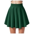 thumbnail image 1 of adviicd Women Casual Mini Stretch Waist Flared Plain Pleated Skater Skirt Green, S, 1 of 4