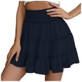 thumbnail image 1 of adviicd Women Chiffon Skirts High Waist Ruffle Mini Skirts Tennis Golf Skirt Boho Summer Tiered Skirts with Built-in Shorts Navy, M, 1 of 6