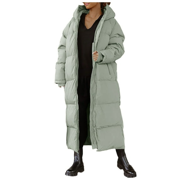 adviicd Women Down Jacket Long Puffer Jacket Womens Winter Coats Lightweight Packable Travel down Jacket Zipper Hooded Long Outwear (Light Green,M)