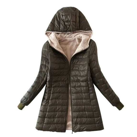 adviicd Women Down Jackets & Coats Women's Down Jackets & Parkas Quilted Puffer Coat Winter Puffy Mid Length Overcoat Cold Weather Coats for Female Teen Christmas Gifts (Green,S)