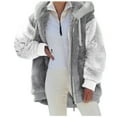 adviicd Women Plus Size Winter Warm Loose Plush Zip Hooded Jacket Coat