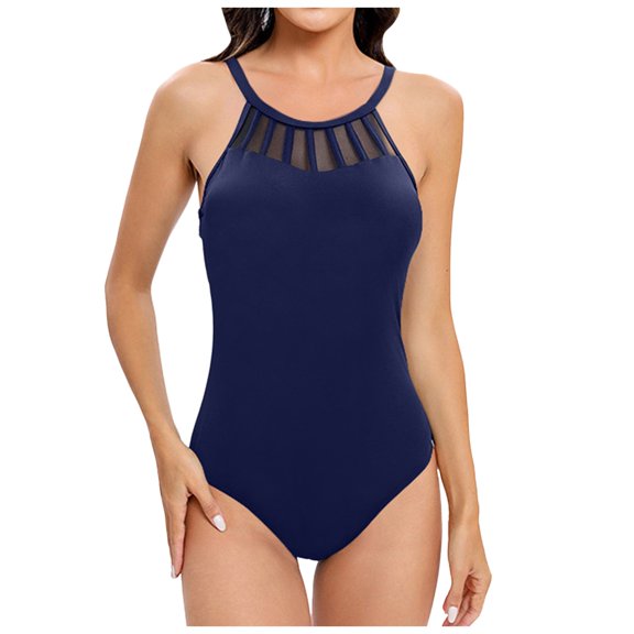 adviicd Women Swimsuits Tummy Control Swimsuits for Women -Modest 1 Piece Bathing Suit Beach Outfit Sexy Sport Swim Suits (Navy,XXL)
