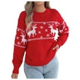 thumbnail image 1 of adviicd Women Ugly Christmas Reindeer Holiday Knit Sweater Pullover Top (Red, XL), 1 of 8
