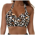 thumbnail image 1 of adviicd Women Vintage Swimsuit Retro Halter Ruched Quick Dry Bikini Tops Only Khaki, L, 1 of 8