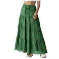 thumbnail image 1 of adviicd Women's Boho Skirt Flowy Flared Ruffle Tiered Long Maxi Skirts Going Out Outfits with Pockets Green, L, 1 of 5