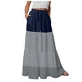 thumbnail image 1 of adviicd Women's Casual Striped High Waist Maxi Skirt Vintage Flowy Cotton Long Skirt with Pockets Grey, XL, 1 of 5