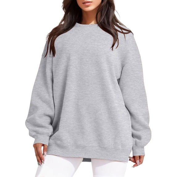adviicd Women's Crewneck Sweatshirt Boyfriend Style Casual Loose Sweatshirts L,Grey