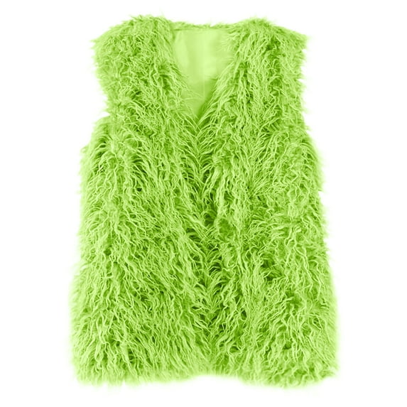 adviicd Women's Faux Fur Waistcoat,Warm Fluffy Vests Stylish Jackets Coat (Light Green, S)