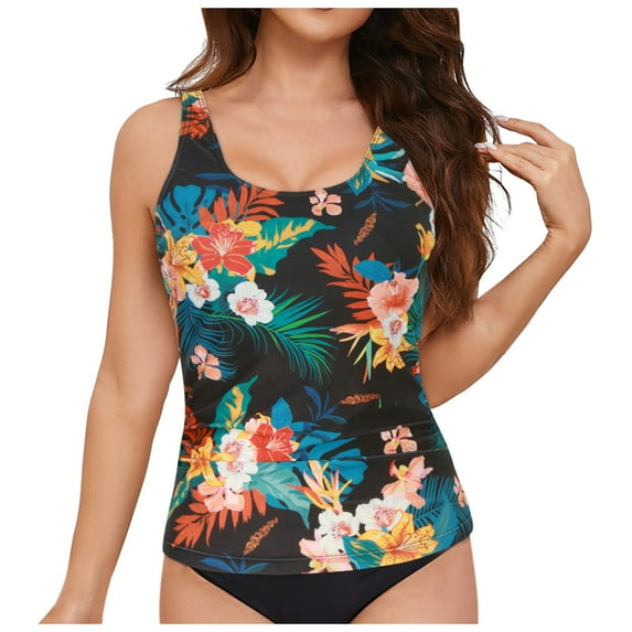 adviicd Women's High Neck Tankini Top - Bathing Suit Top Loose Fit Swim Top 2025 Modest Swimsuit Top No Bottom Padded Bikini Top (Dark Blue,L)