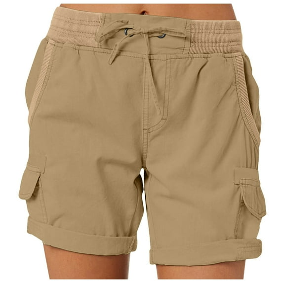 adviicd Women's Hiking Cargo Shorts Quick Dry Lightweight Summer Shorts for Women Travel Outdoor,Khaki 2XL