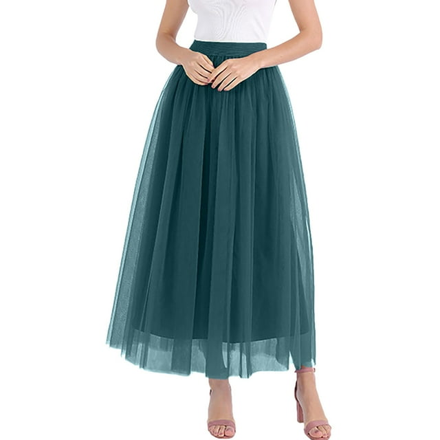 adviicd Women's Long Maxi Skirt – Casual High Waist Elastic Waistband ...