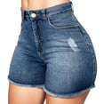thumbnail image 1 of adviicd Women's Mid-High Rise Jean Shorts Stretchy Ripped Distressed Denim Shorts,Blue 3XL, 1 of 9