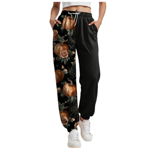 adviicd Women's Novelty Halloween Pants | Baggy Comfy Sweatpants for Spooky Season (Brown, XL)