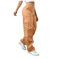 thumbnail image 1 of adviicd Women's Parachute Pants Drawstring Baggy Cargo Pants Y2K Hop Streetwear Pants Orange, L, 1 of 5