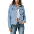 thumbnail image 1 of adviicd Women's Stretch Denim Jacket Light Blue, XXL, 1 of 5