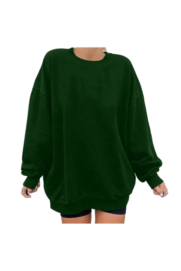 Women's Sweatshirts Women's ScubaKnit Cropped Sweatshirt with Drop Sleeves (Dark Green,S)