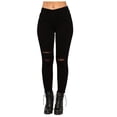 thumbnail image 1 of adviicd Women's Trendy Stretch Skinny Jeans - High Waisted Ripped Solid Casual Denim Pants (Black, L), 1 of 6