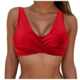 thumbnail image 1 of adviicd Women's Twist Front Bikini Top V Neck Push Up Padded Swimsuit Top Bathing Suits for Women Red, XL, 1 of 5
