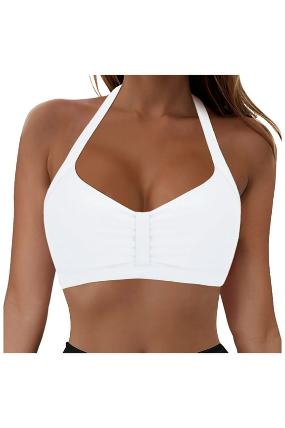 Women's Underwire Bikini Top Only V Neck Criss Cross Push Up Full Coverage Swimsuit Top Bathing Suits,White M