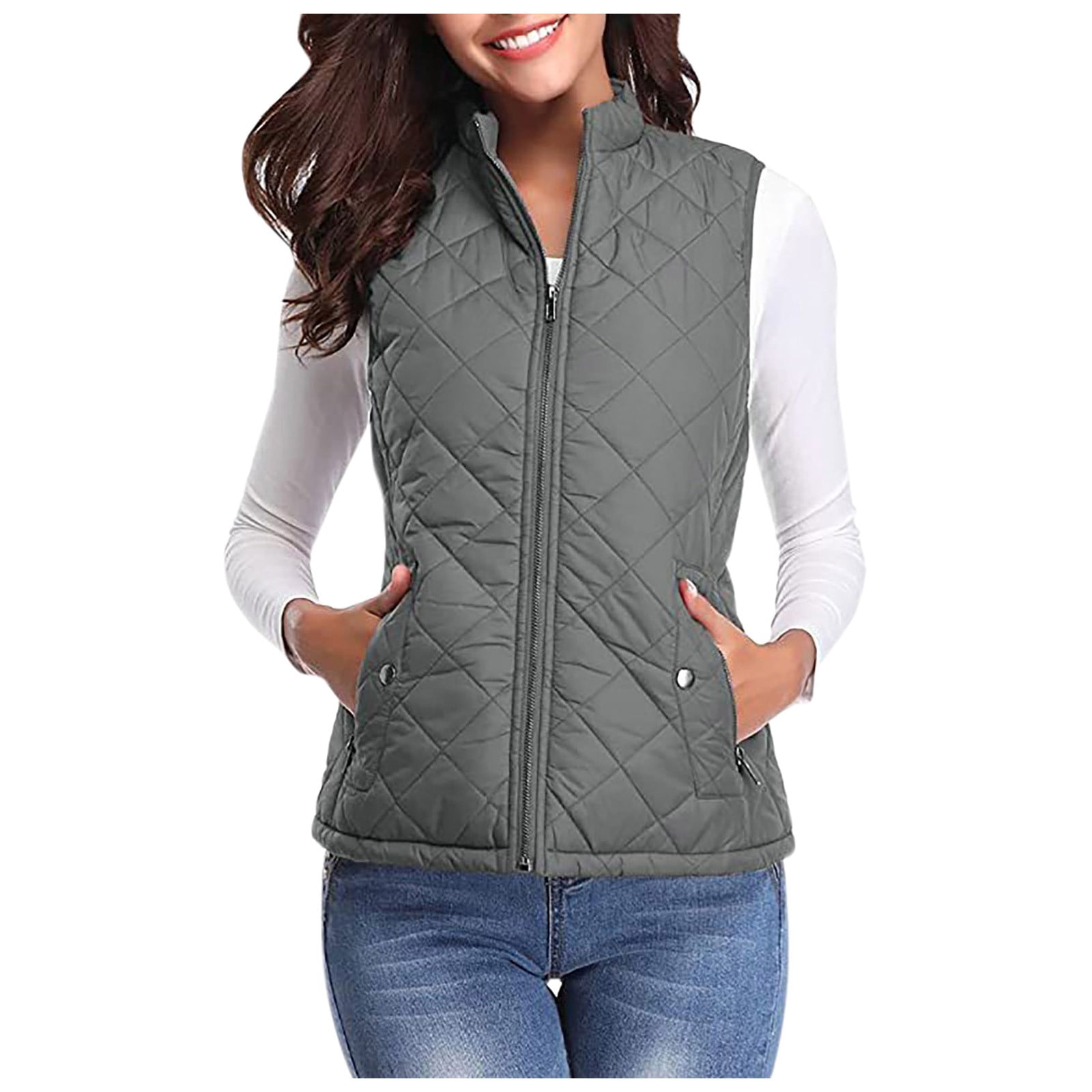 adviicd Women's Vest, Stand Collar Lightweight Zip Quilted Vest for ...