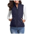 thumbnail image 1 of adviicd Women's Vest, Stand Collar Lightweight Zip Quilted Vest for Women 2025 Fall Fashion (Navy, L), 1 of 5