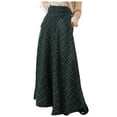 thumbnail image 1 of adviicd Women's Vintage Plaid Maxi Skirt High Waist Casual Tartan Pleated A Line Long Skirt with Pockets (Green, S), 1 of 6
