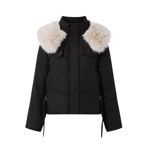 adviicd Women's Winter Down Puffer Jackets Long Sleeve Zip Up Pockets Overcoat Thickened Warm Quilted Coat (Black, XL)